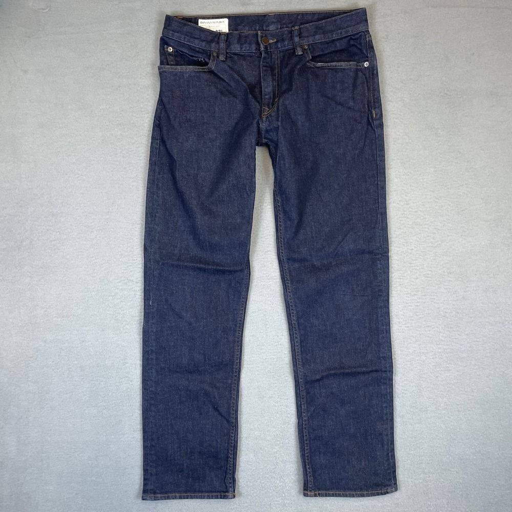 Banana Republic Straight Fit Jeans Mens 32x32 Dark Wash Blue Stretch (32x30)